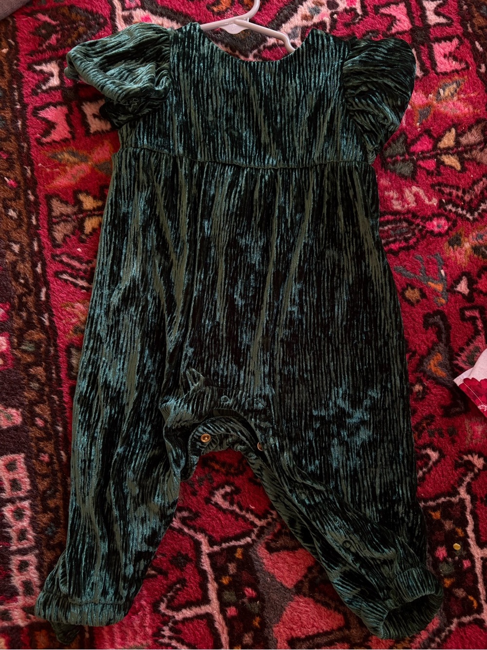 Cat & Jack Emerald Green Velvet Baby Footie